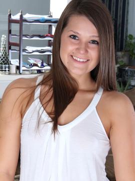 Super cute girl next door Abby Rocks strips butt naked.