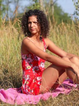 Curly teen toying her snatch in public — photo 4 of 24