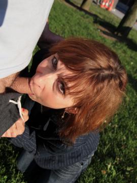 Horny old slut sucks everyone in public — photo 22 of 24