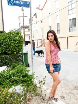 Claire flashing tits and pussy in public — photo 1 of 24