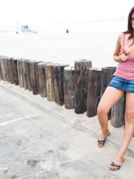Claire flashing tits and pussy in public — photo 9 of 24
