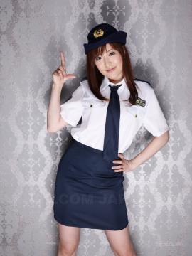 Elegant police officer Akane Satozaki shows her natural boobies — photo 2 of 15