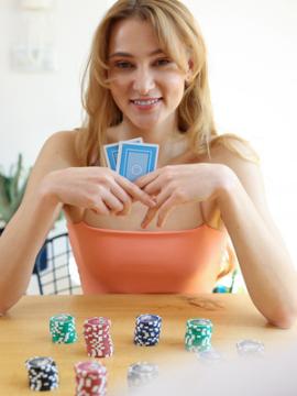 After winning at poker Ivi Rein soothes her boyfriends feelings with a lusty blowjob and a bare pussy stiffie ride — photo 1 of 16