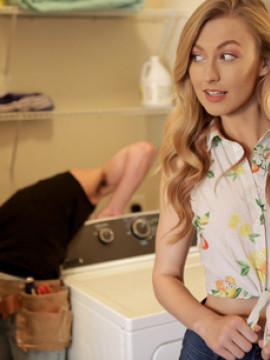 Stunning blonde Alexa Grace sticks her bare pussy in the repair mans face followed by a horny on the job fuck — photo 1 of 16