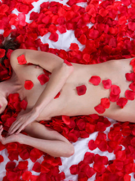 Super skinny babe Gina Gerson lives her fantasy complete with rose petals and a man who gives it to her slow and sexy — photo 11 of 16