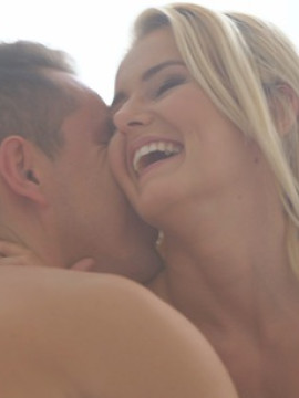 Lusty blonde babe Aisha cant get enough of sucking her guy off or having him deliver a hardcore bald pussy pounding — photo 1 of 16