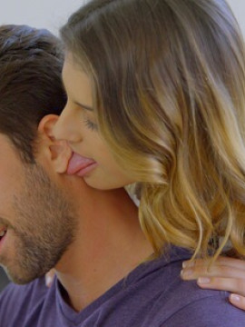 Horny coed Kristen Scott bends over a desk to get her cock craving landing strip pussy pounded from behind — photo 3 of 16