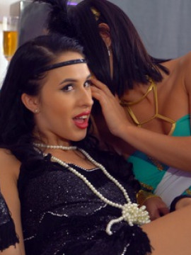 Lusty lovers Alyssa Bounty and Lady D enjoy a Halloween treat as they take turns sucking and riding their friends cock — photo 4 of 16