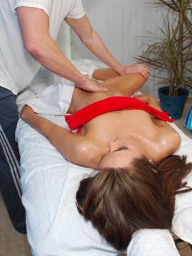 Hot brunette fucked hard on a massage table — photo 9 of 15